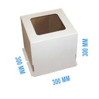 Коробка для торта 300 мм Х 300 мм Х 300 мм белая с окном
